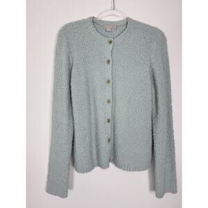 J.Crew Boucle Cardigan Mint Green Knit Sweater Crewneck Pastel M